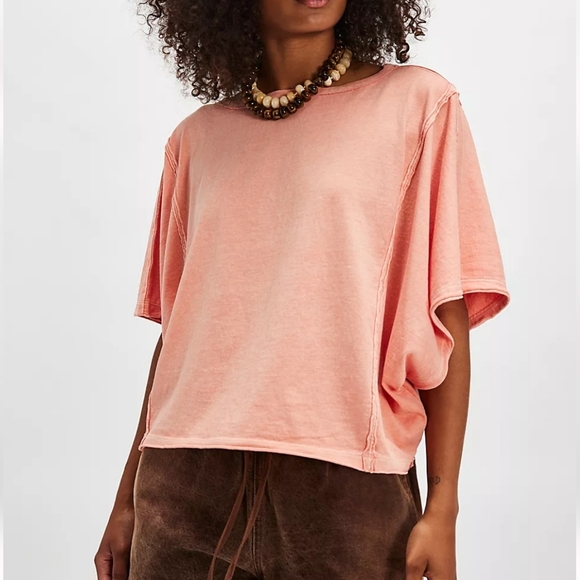 Free People We The Free Next Level Tee Papaya Punch - Picture 2 of 6